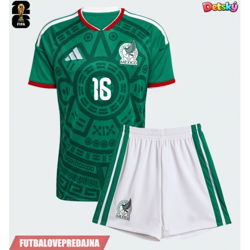 Lacne Dětský Futbalové dres Mexiko Julian Quinones #16 MS 2026 Krátky Rukáv - Domáci (+ trenírky)